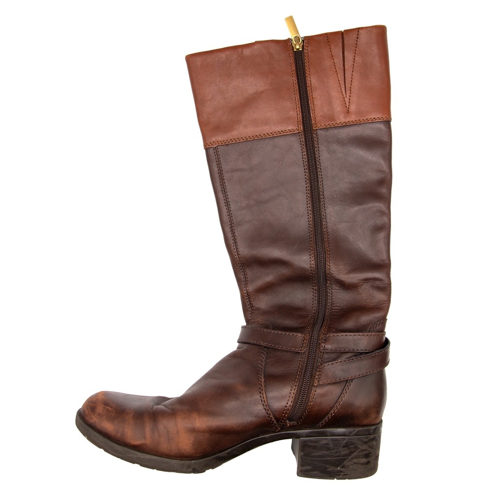 Bandolino Leather Knee High Riding Boots Brown‎ Buckle Zip Women's Size - Picture 10 of 11